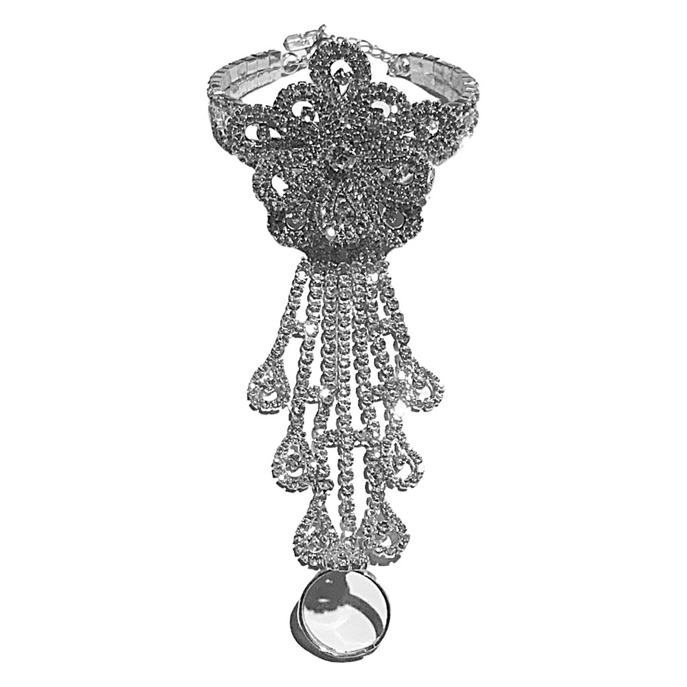 3/$15 Christina Collection Silver Tone Floral Rhinestone Ring Bracelet